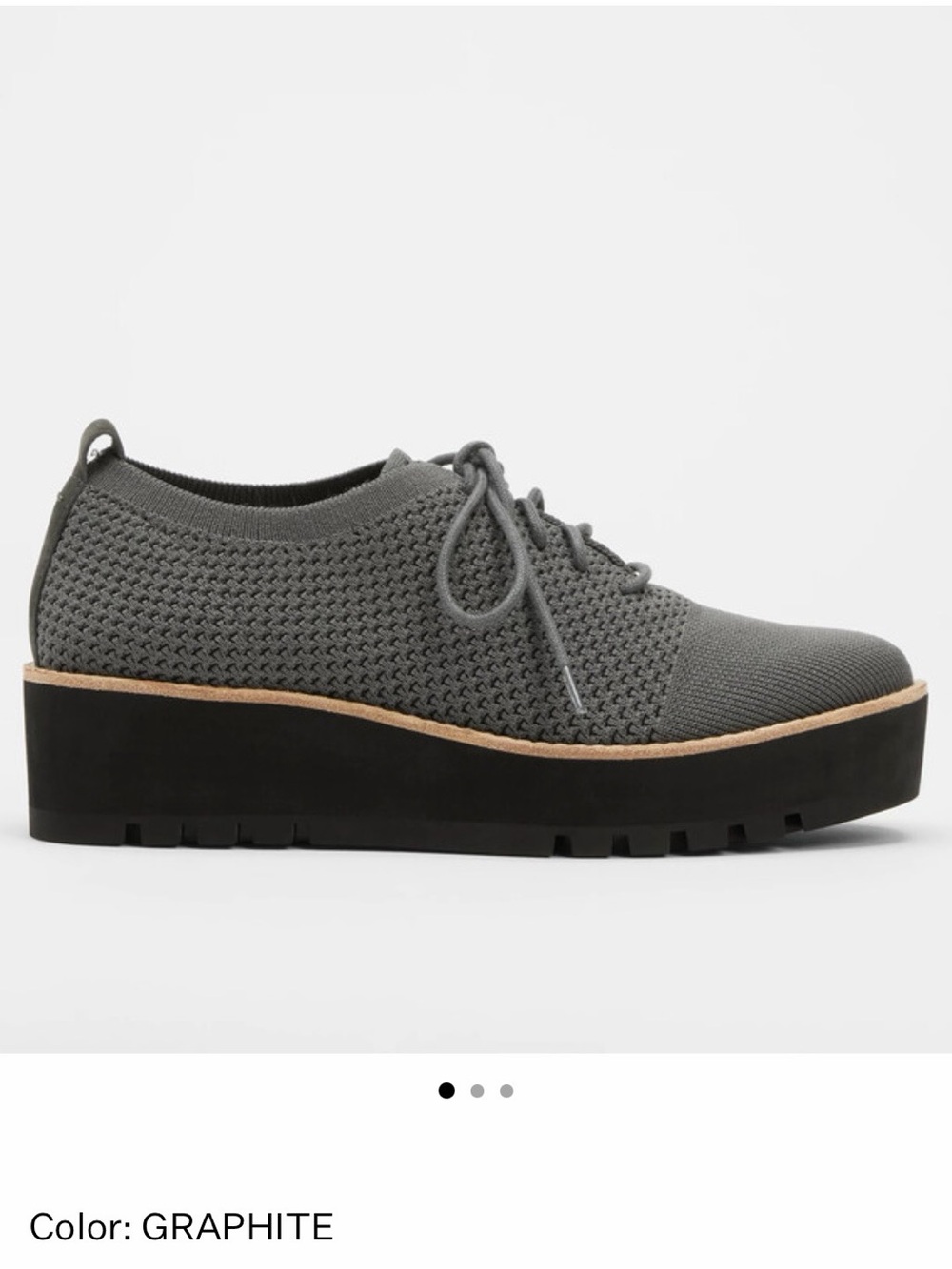 Eileen Fisher Eddy Recycled Stretch Knit Platform Oxford Shoes Graphite 9.5